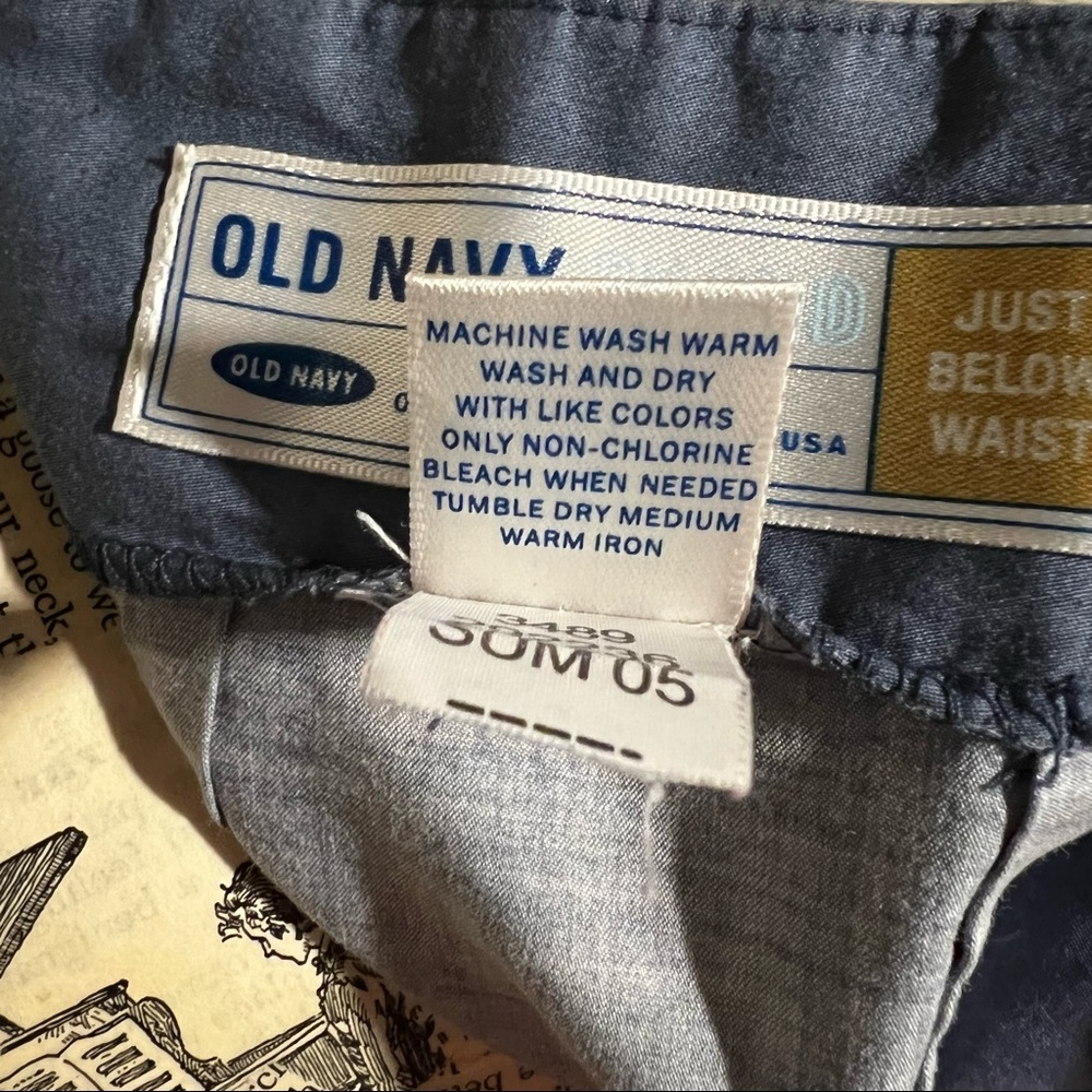 OLD NAVY Womens Pleaded Palm Tree Beach Village Blue White Cotton Skirt - Picture 4 of 5